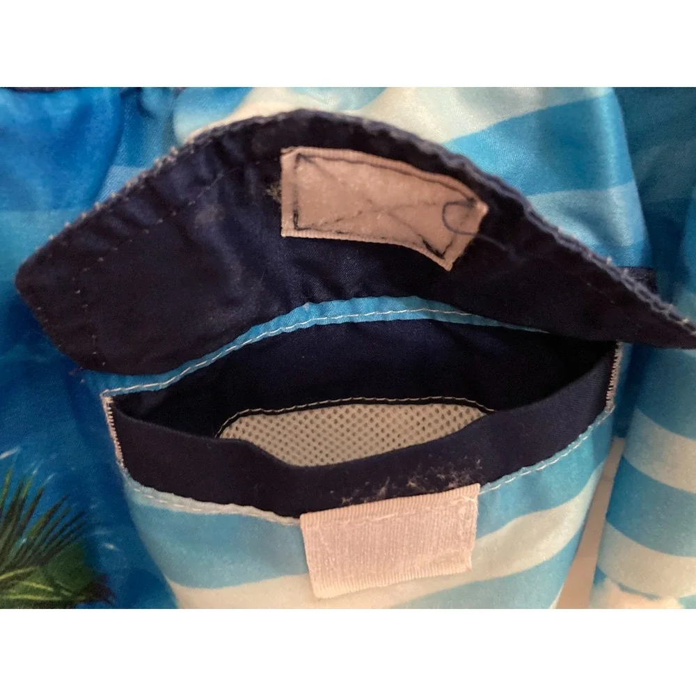 Corona Extra‎ Swim Trunks Shorts Men Size S Small Beer Palm Tree Striped Blue